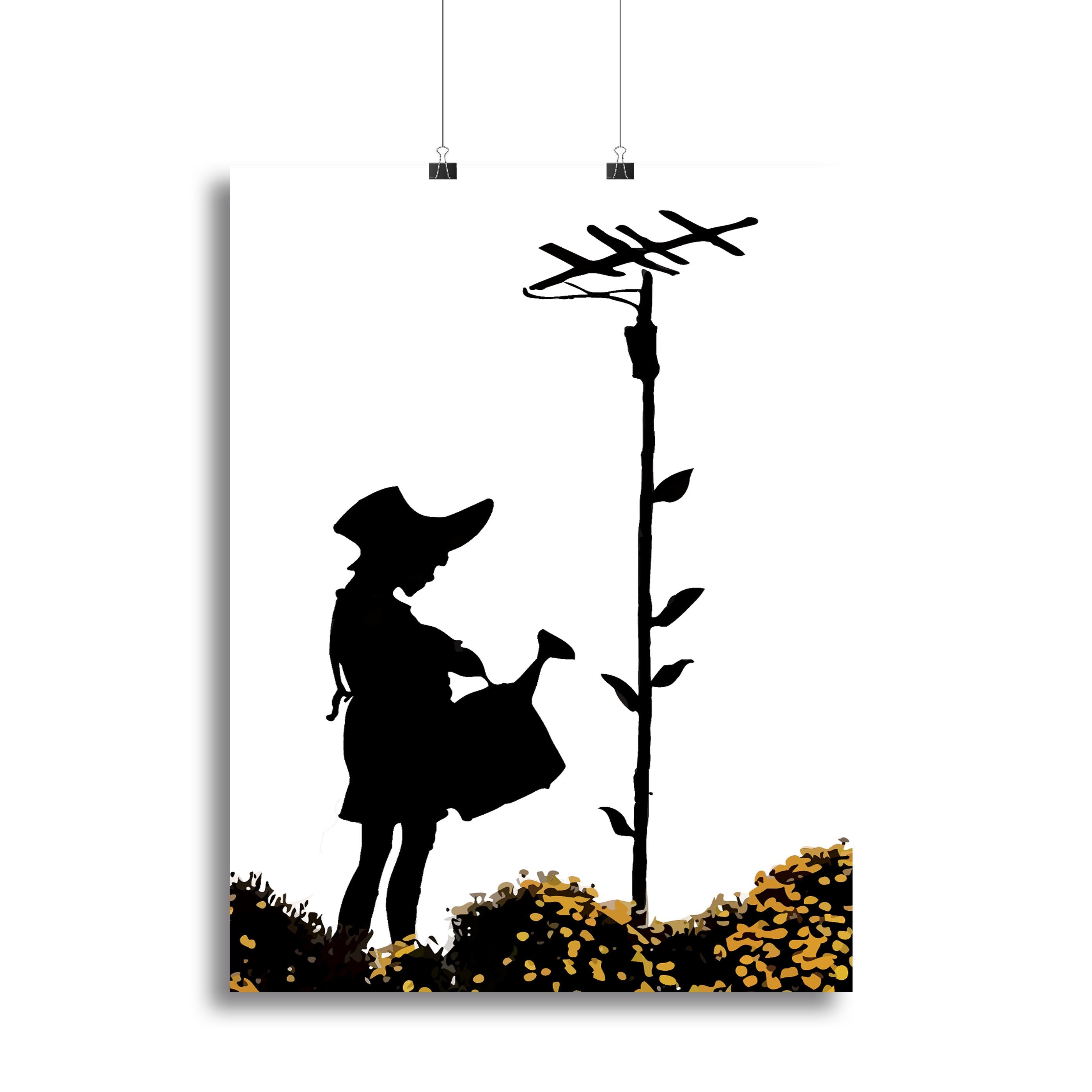 Banksy Flower Aerial Girl Canvas Print or Poster