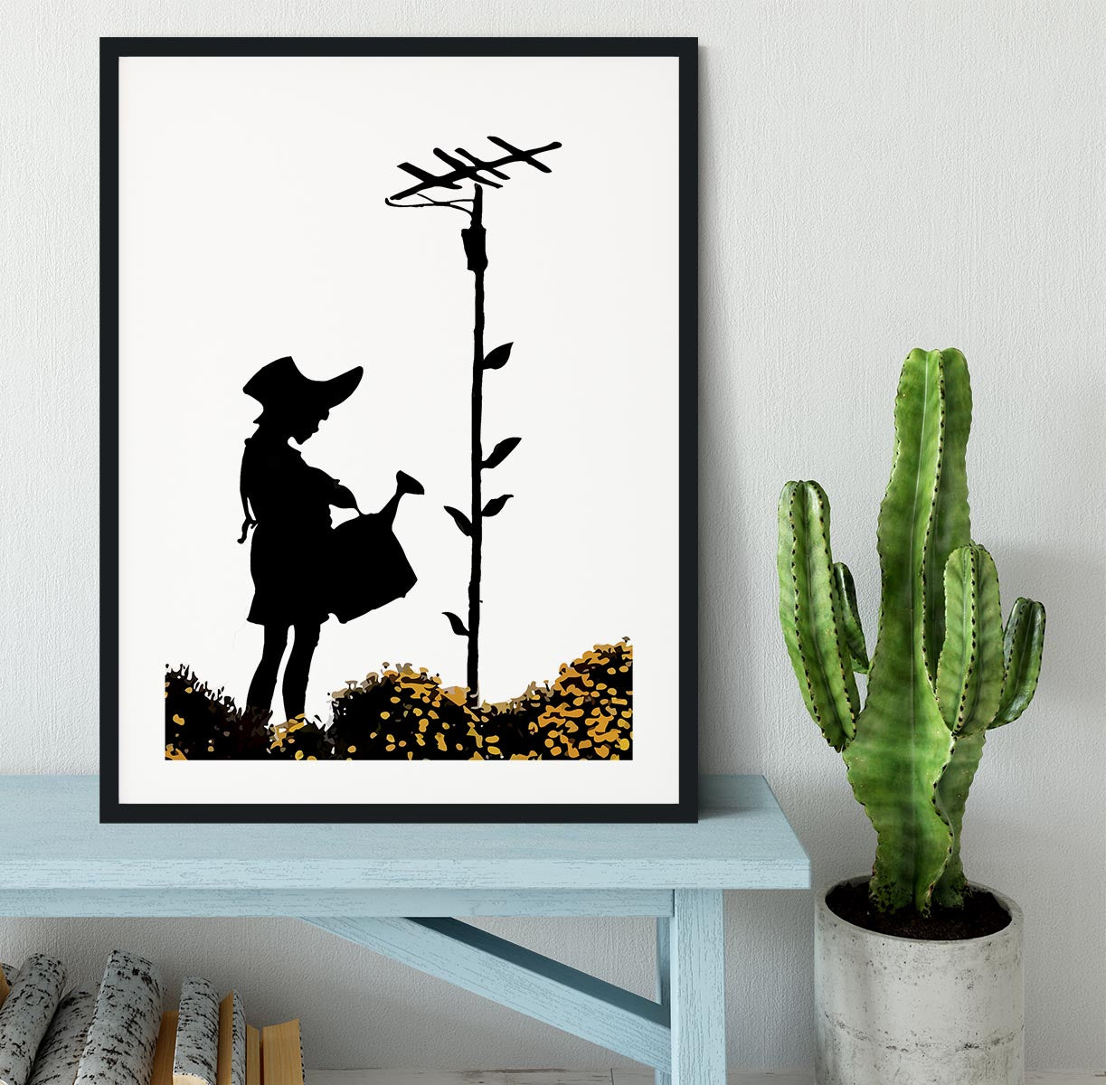 Banksy Flower Aerial Girl Framed Print - Canvas Art Rocks - 1