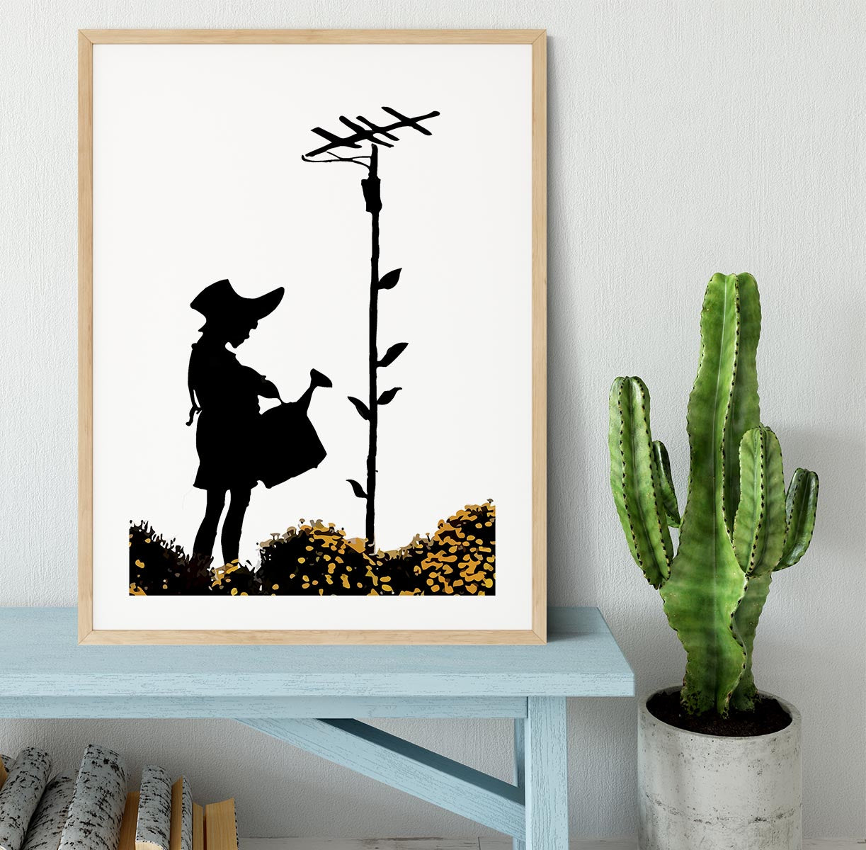 Banksy Flower Aerial Girl Framed Print - Canvas Art Rocks - 3