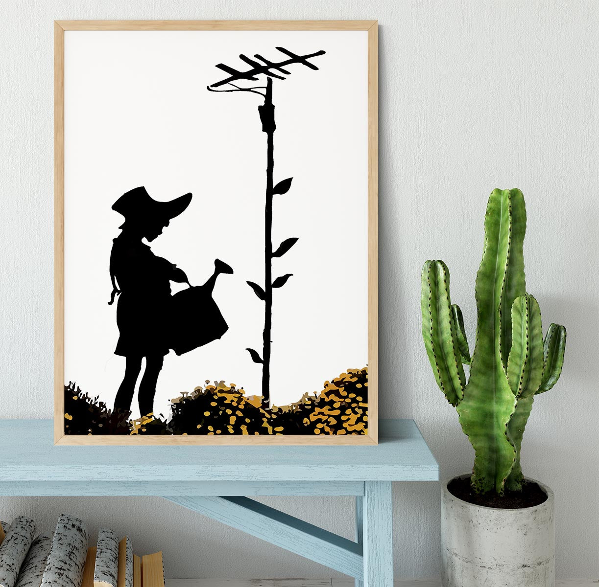 Banksy Flower Aerial Girl Framed Print - Canvas Art Rocks - 4