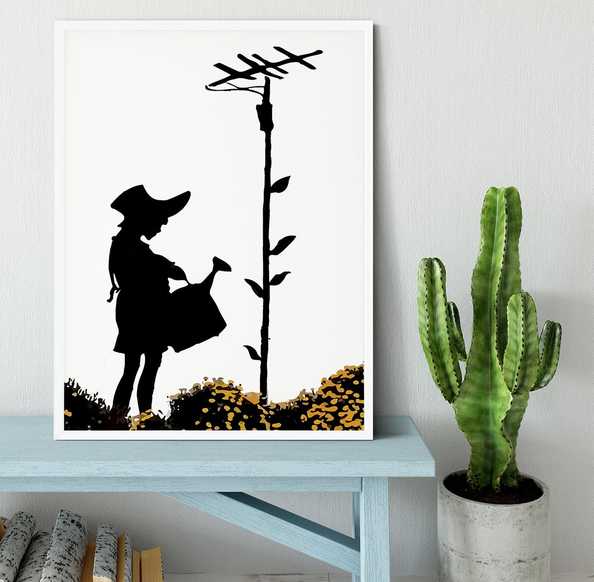 Banksy Flower Aerial Girl Framed Print - Canvas Art Rocks -6