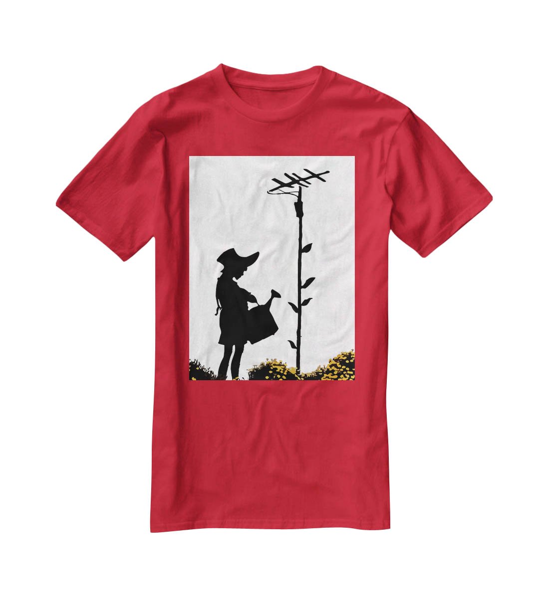 Banksy Flower Aerial Girl T-Shirt - Canvas Art Rocks - 4