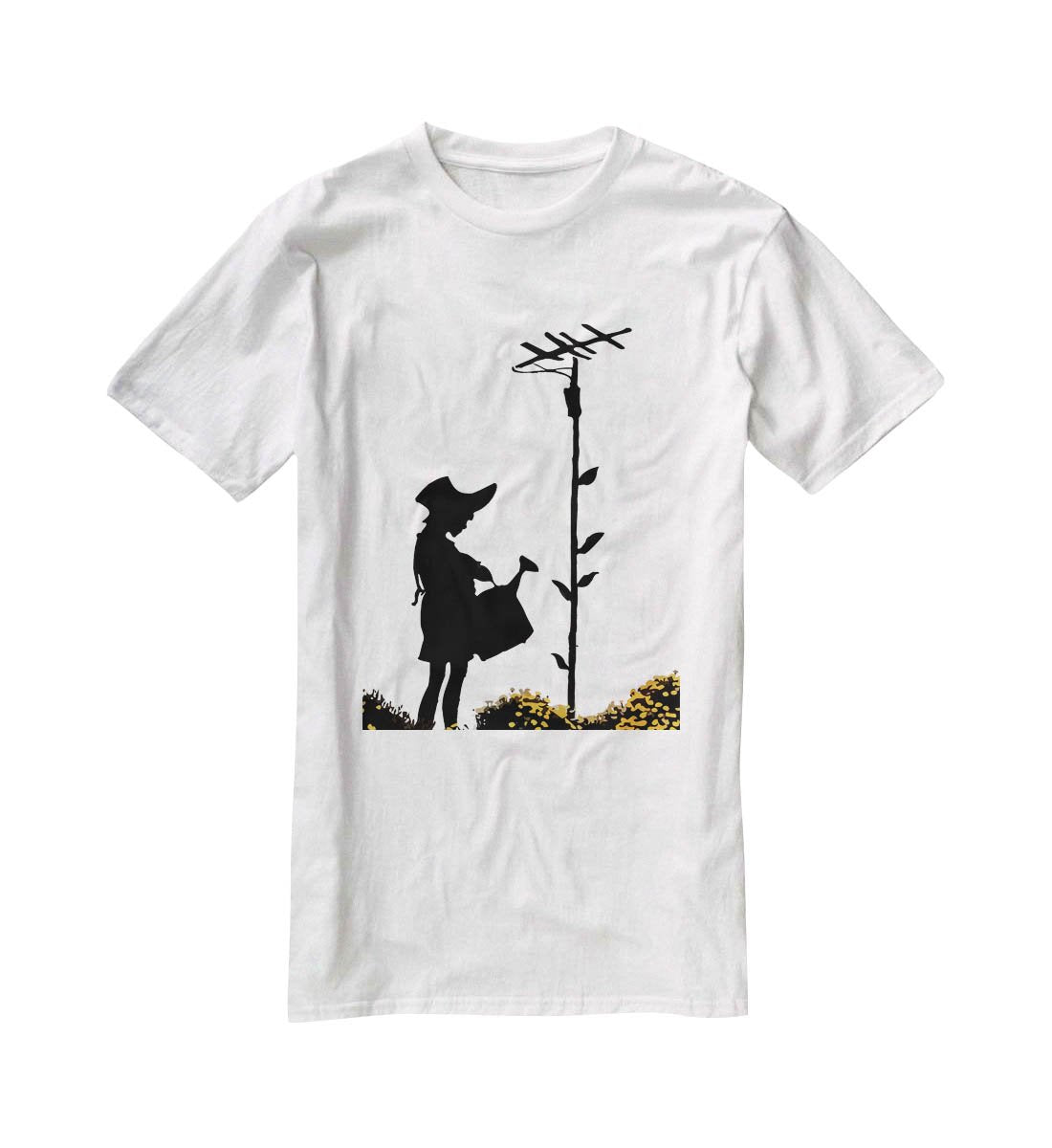 Banksy Flower Aerial Girl T-Shirt - Canvas Art Rocks - 5