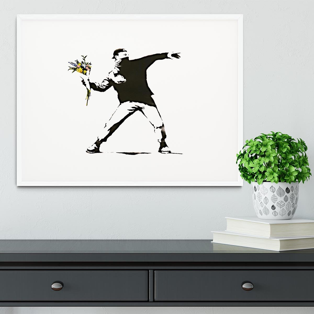 Banksy Flower Thrower Framed Print - Canvas Art Rocks - 5
