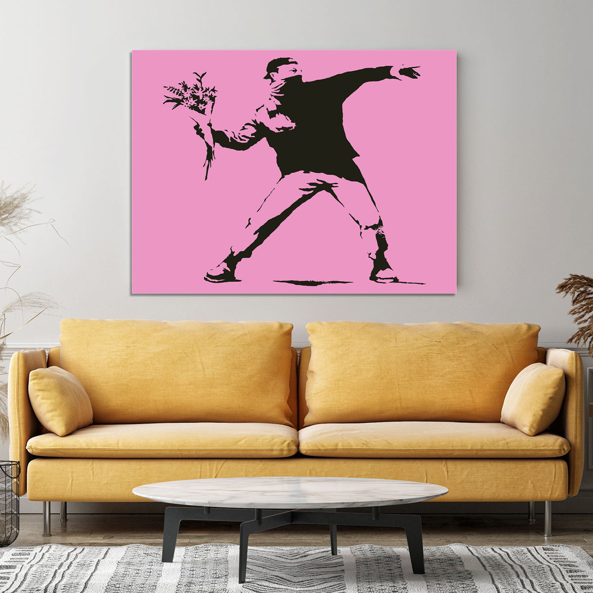 Banksy Flower Thrower Pink Canvas Print or Poster - Canvas Art Rocks - 4