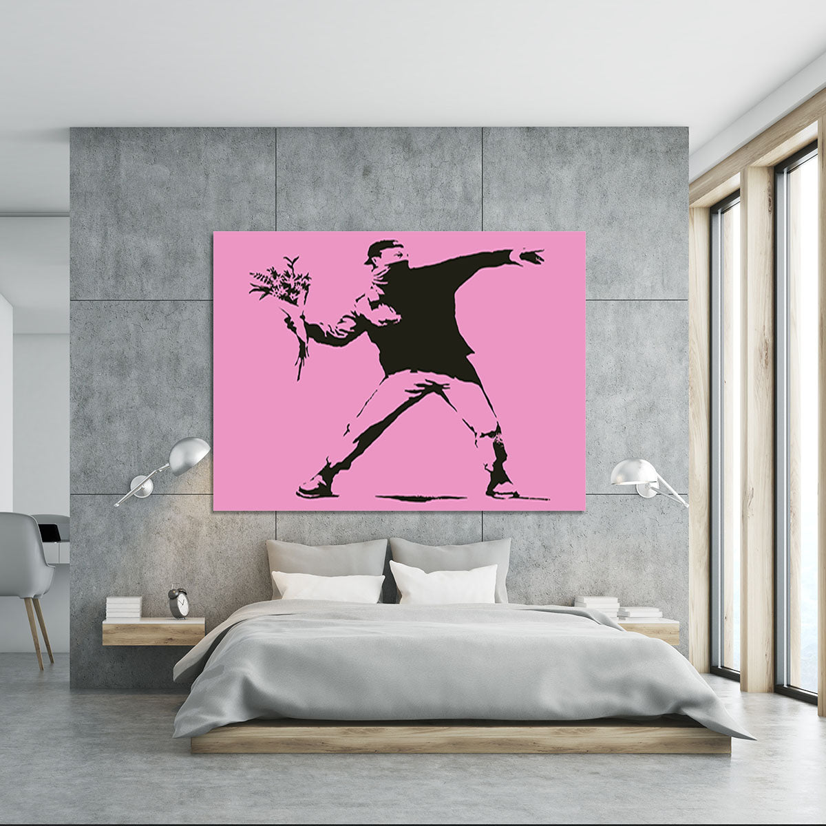 Banksy Flower Thrower Pink Canvas Print or Poster - Canvas Art Rocks - 5