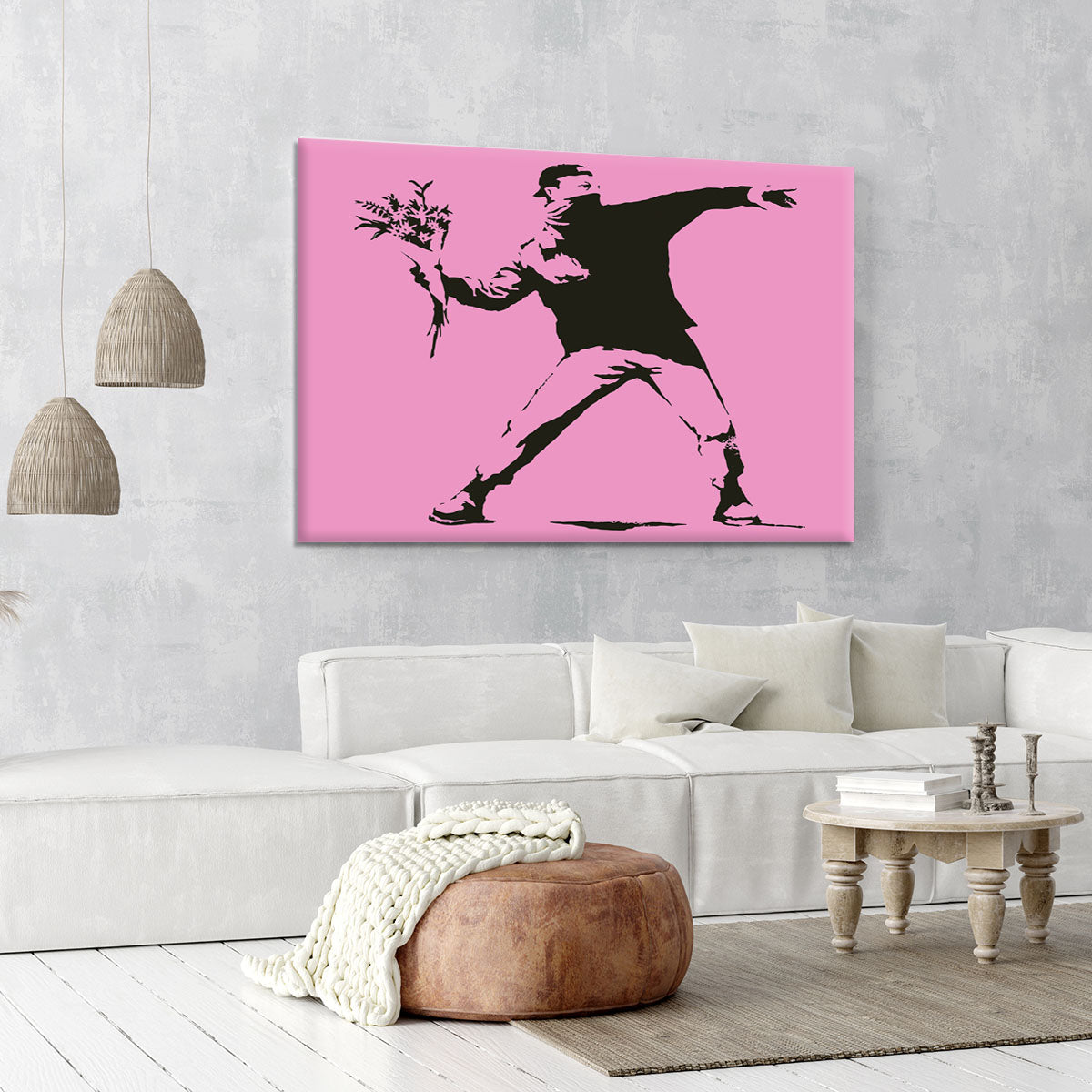 Banksy Flower Thrower Pink Canvas Print or Poster - Canvas Art Rocks - 6