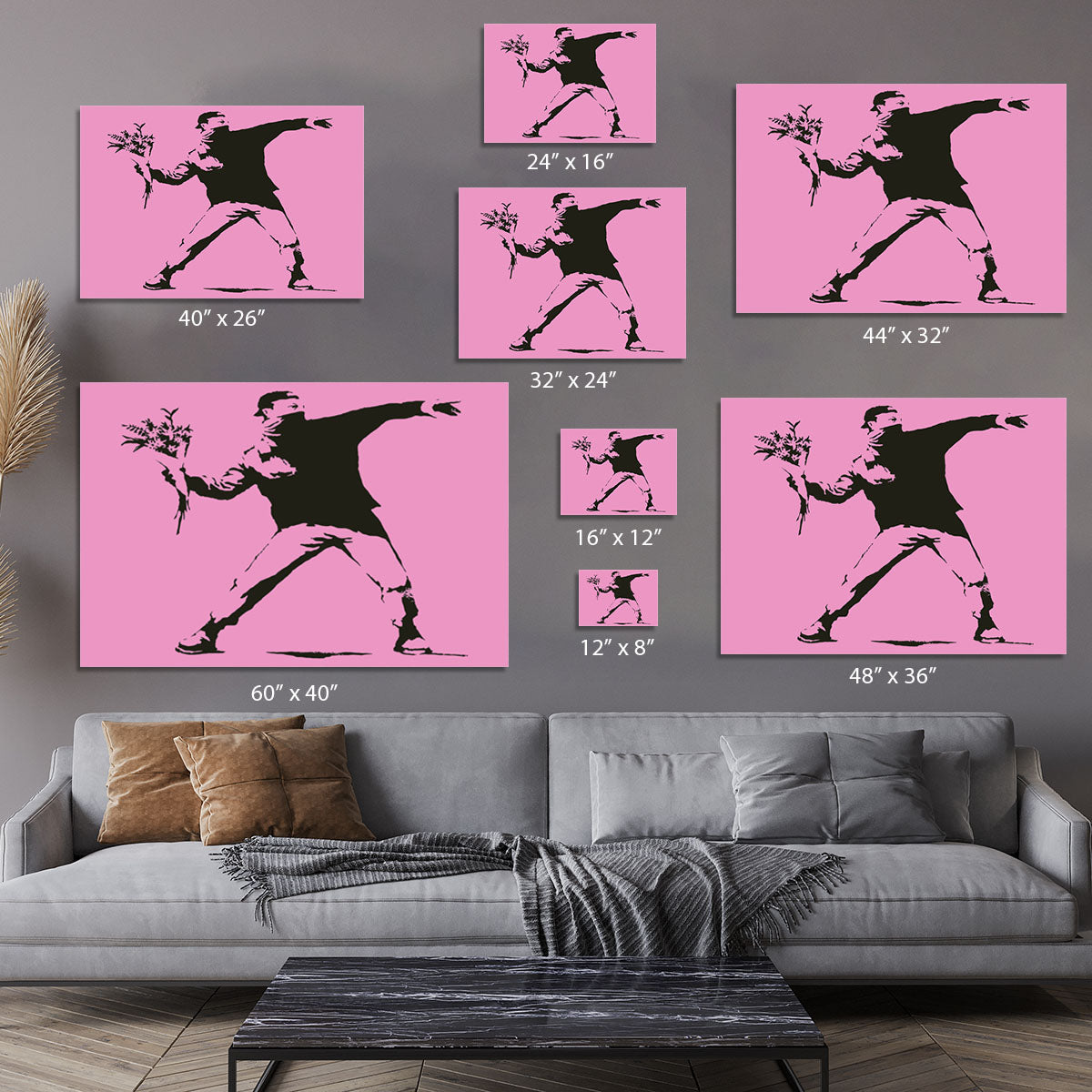 Banksy Flower Thrower Pink Canvas Print or Poster - Canvas Art Rocks - 7