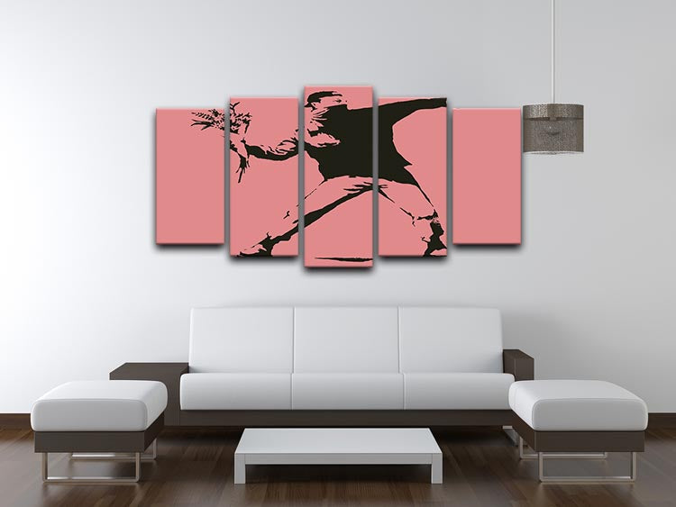 Banksy Flower Thrower Red 5 Split Panel Canvas - Canvas Art Rocks - 3