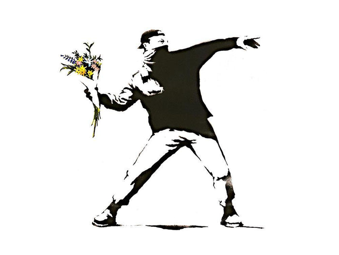 Banksy Flower Thrower Wall Mural Wallpaper