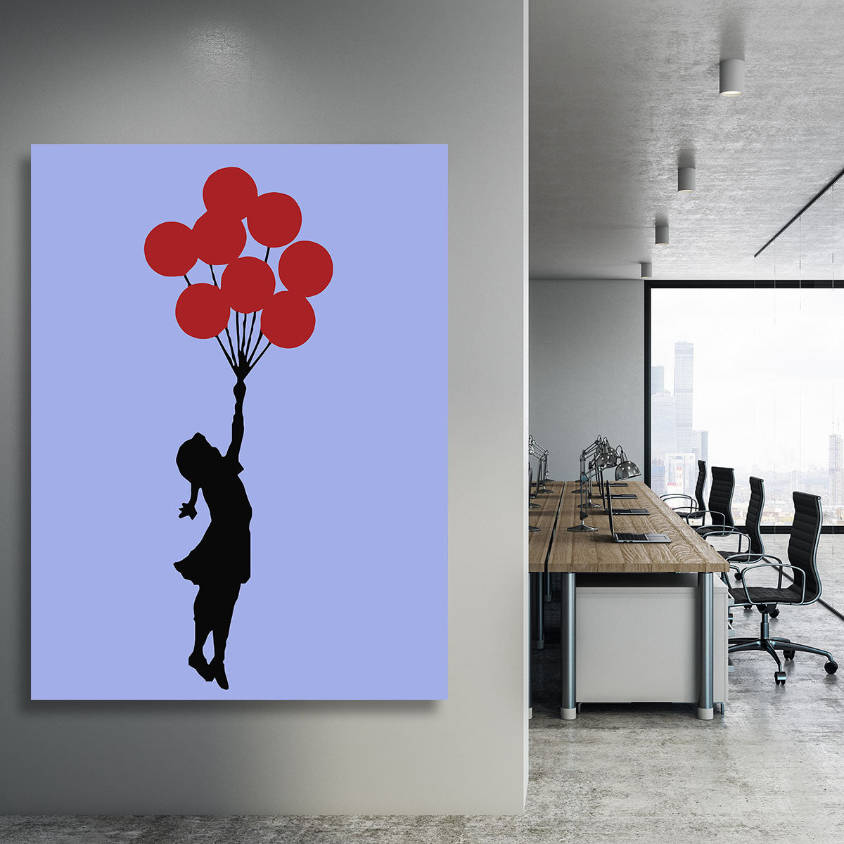 Banksy Flying Balloon Girl Blue Canvas Print or Poster - Canvas Art Rocks - 3