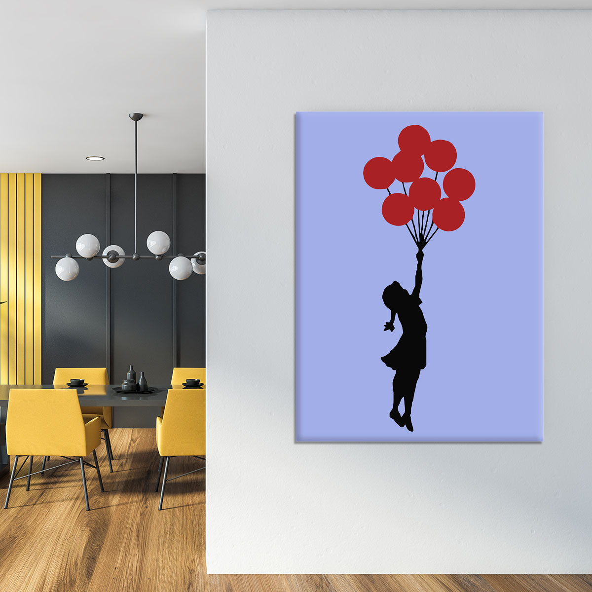 Banksy Flying Balloon Girl Blue Canvas Print or Poster - Canvas Art Rocks - 4