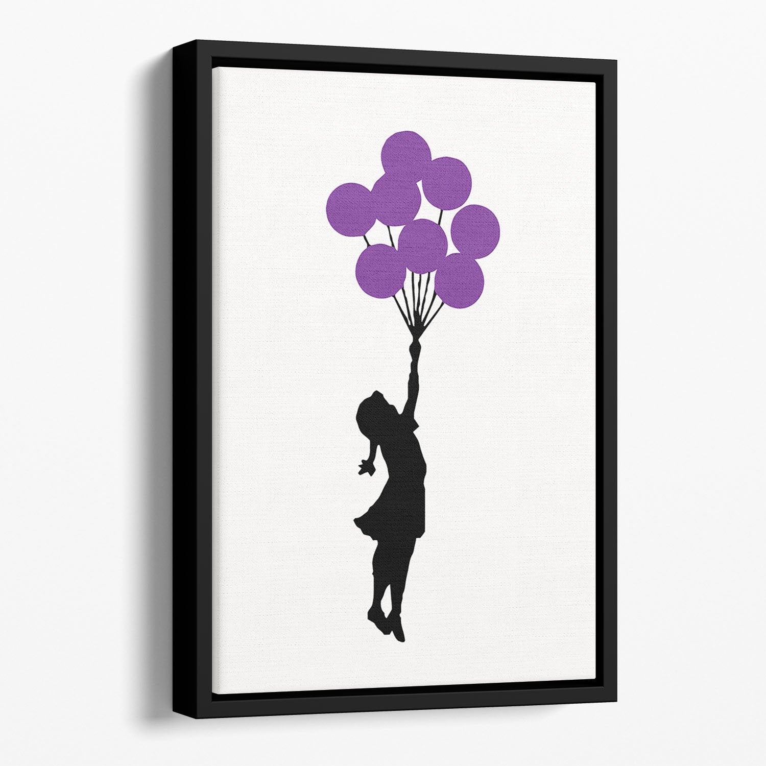 Banksy Flying Balloon Girl Floating Framed Canvas