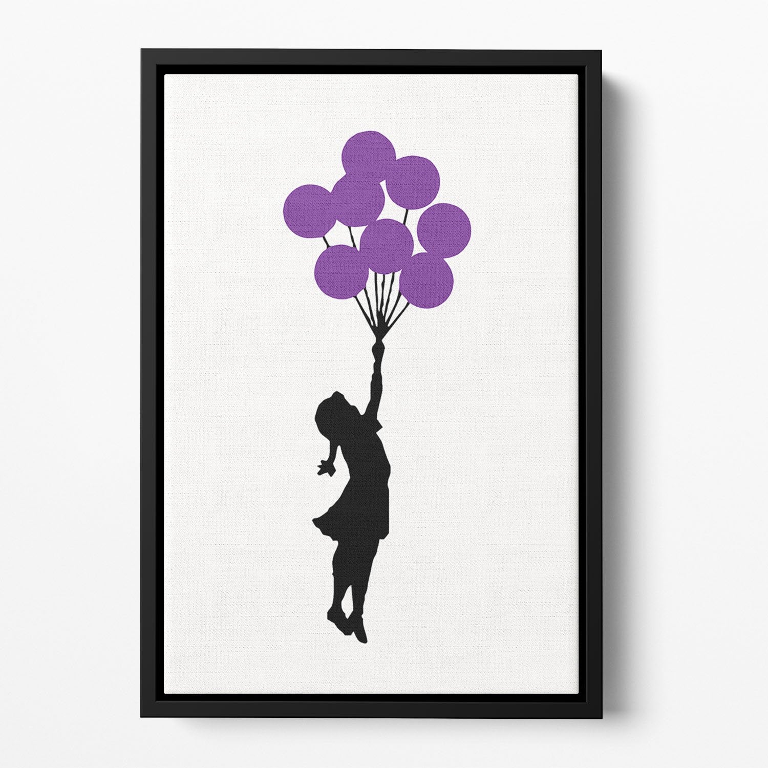 Banksy Flying Balloon Girl Floating Framed Canvas
