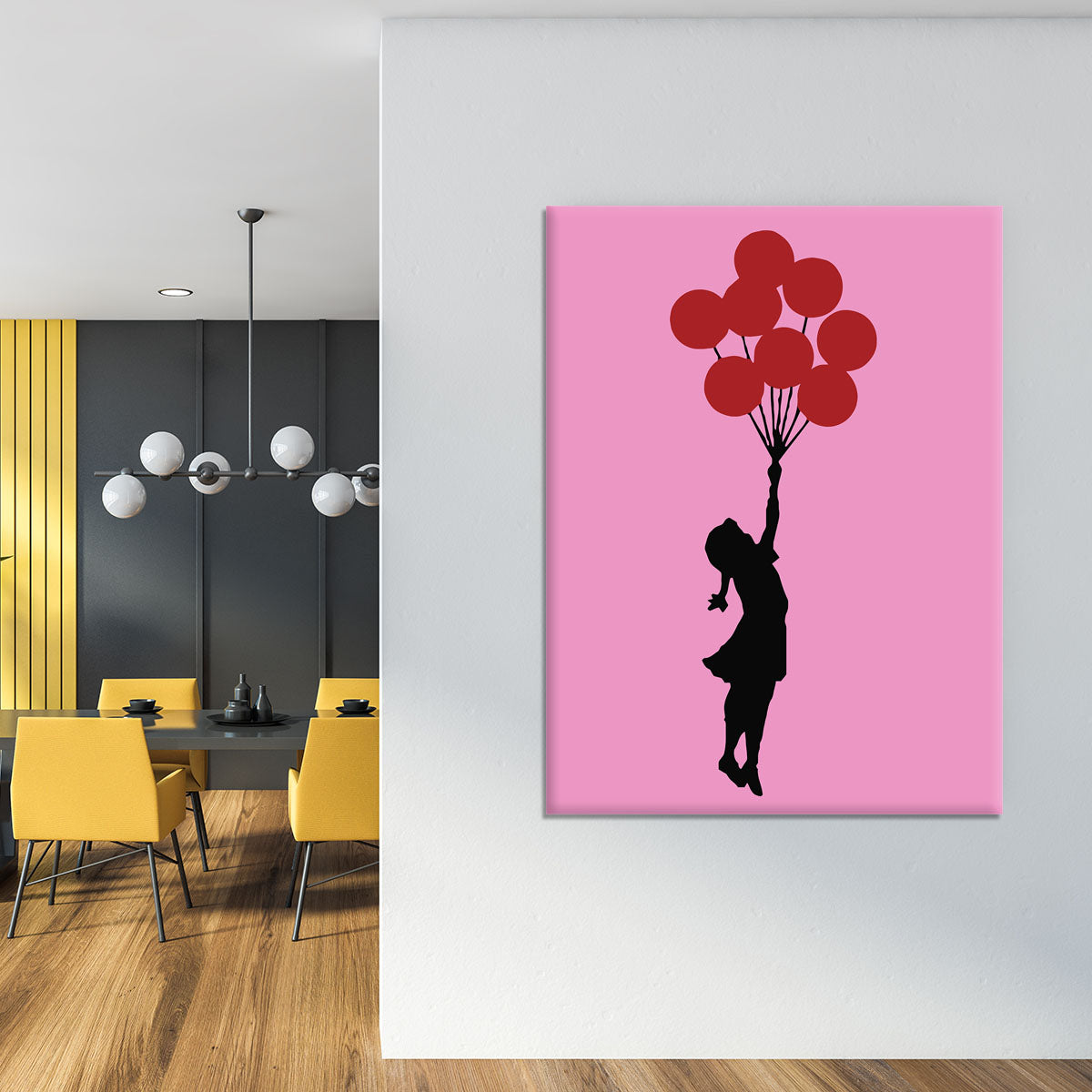 Banksy Flying Balloon Girl Pink Canvas Print or Poster - Canvas Art Rocks - 4