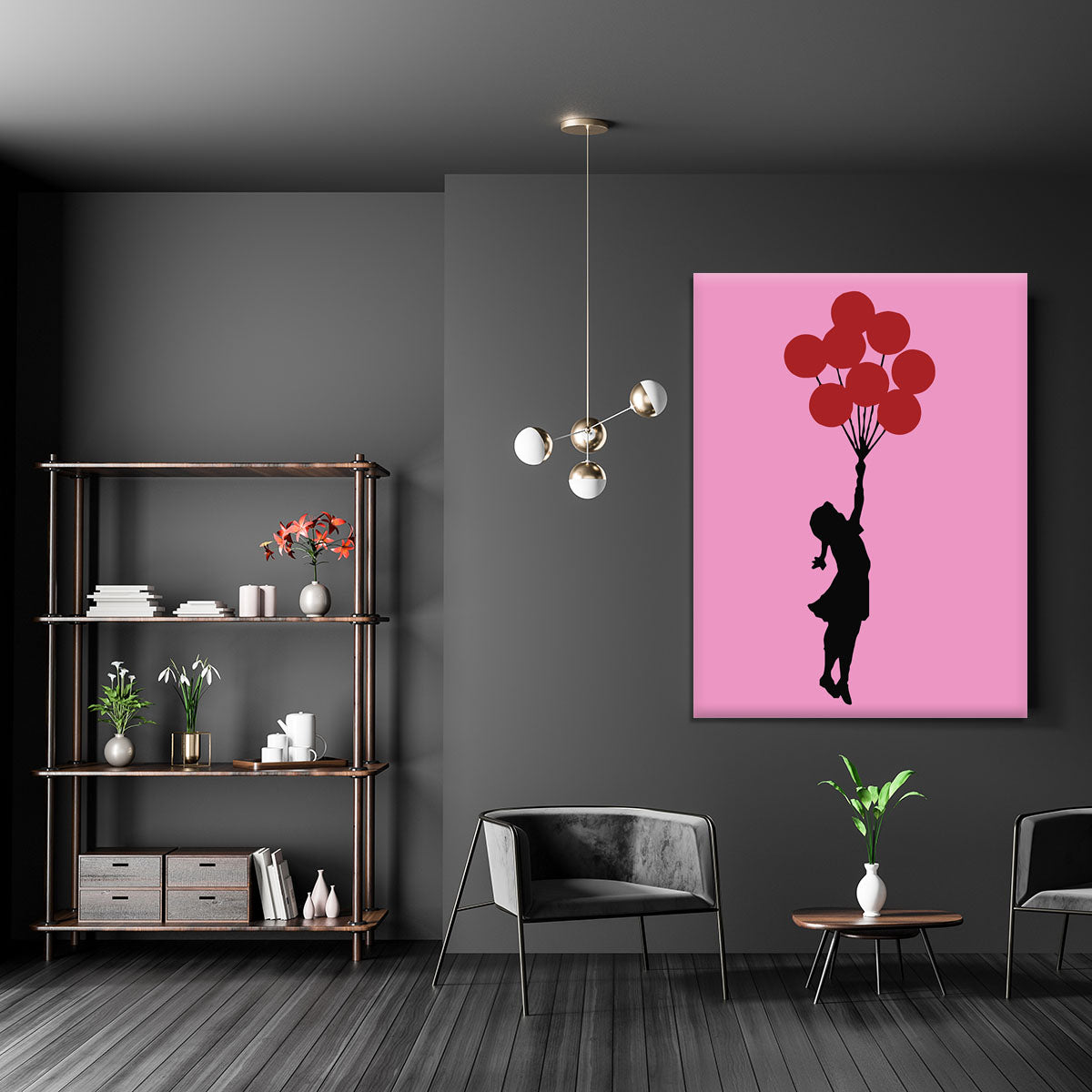 Banksy Flying Balloon Girl Pink Canvas Print or Poster - Canvas Art Rocks - 5