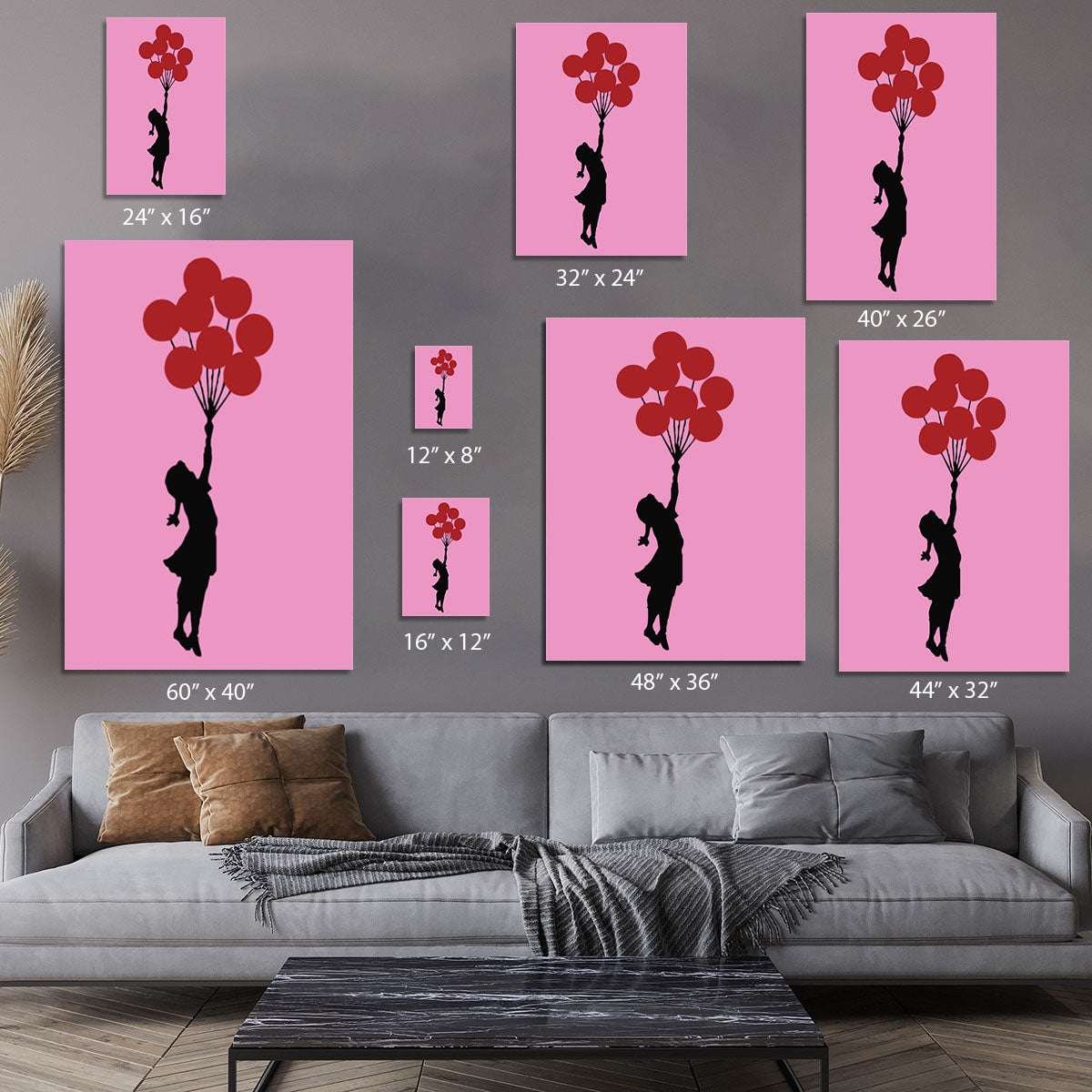 Banksy Flying Balloon Girl Pink Canvas Print or Poster - Canvas Art Rocks - 7