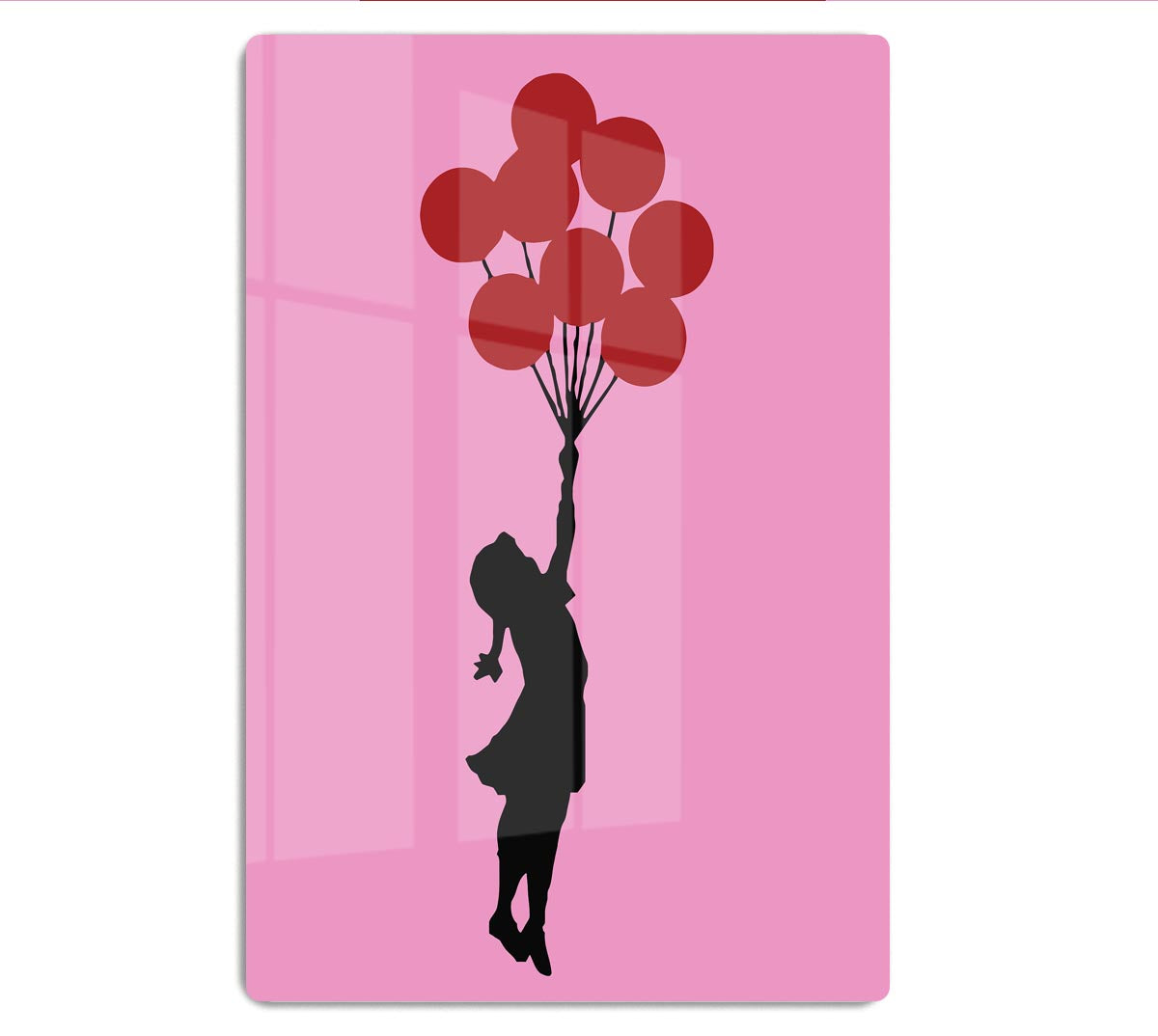 Banksy Flying Balloon Girl Pink Acrylic Block - Canvas Art Rocks - 1