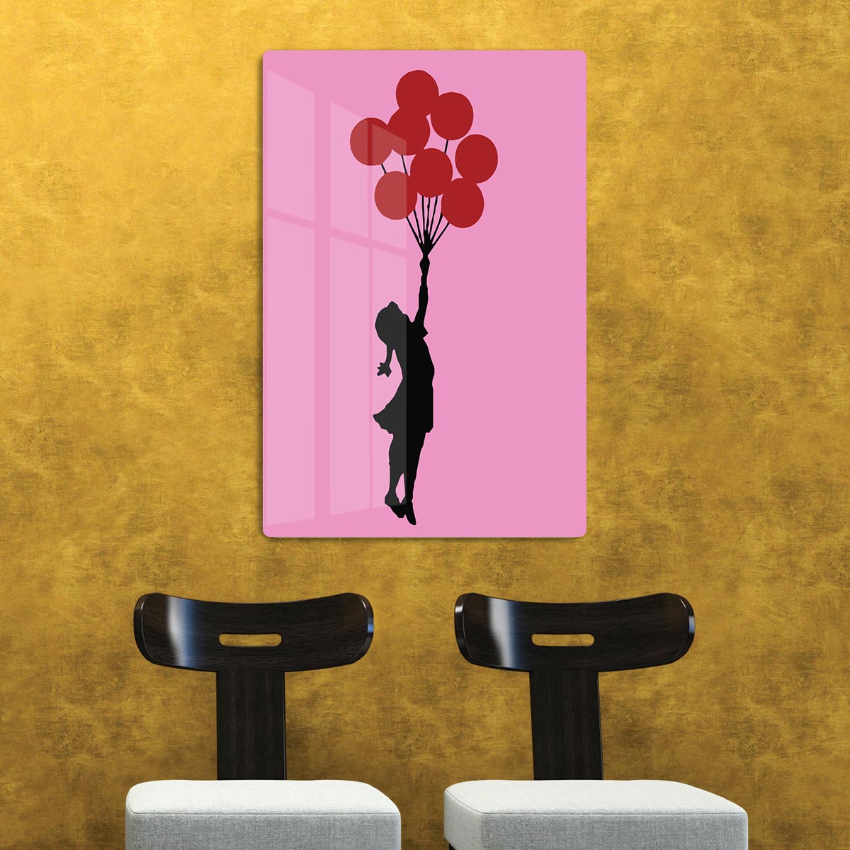 Banksy Flying Balloon Girl Pink Acrylic Block - Canvas Art Rocks - 2