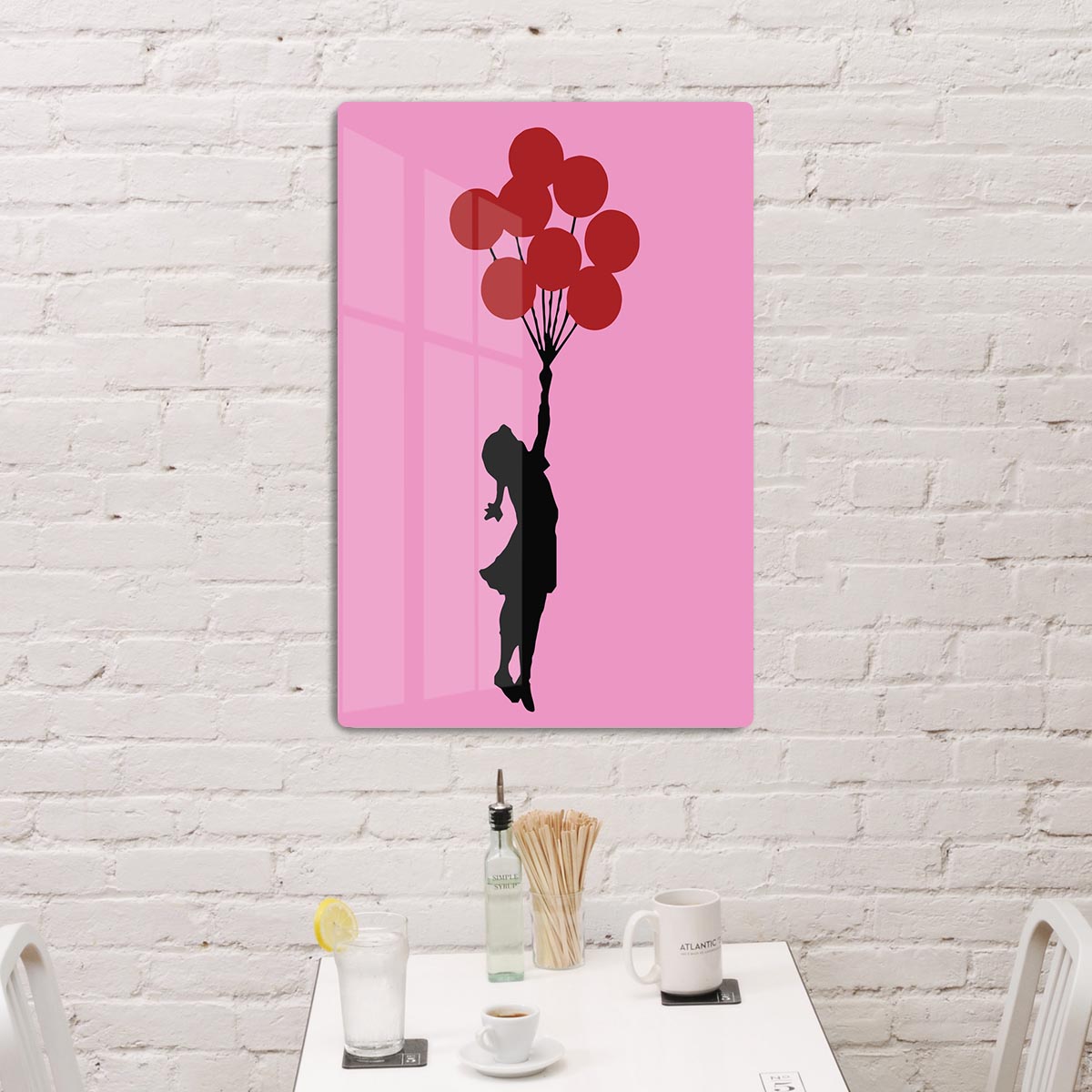 Banksy Flying Balloon Girl Pink Acrylic Block - Canvas Art Rocks - 3