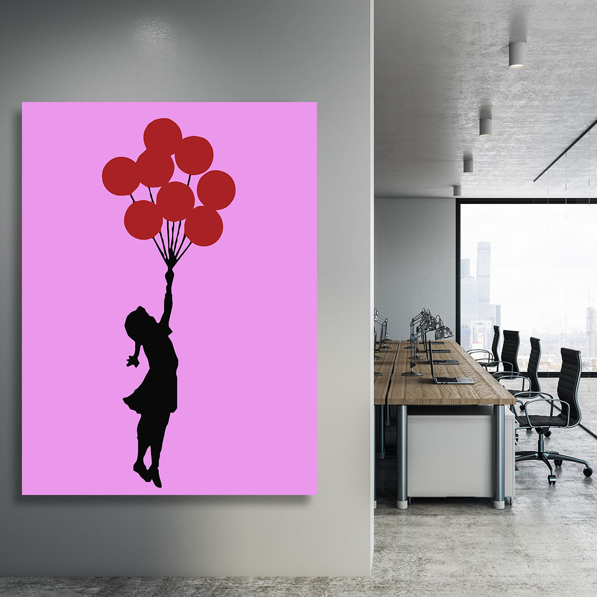 Banksy Flying Balloon Girl Purple Canvas Print or Poster - Canvas Art Rocks - 3