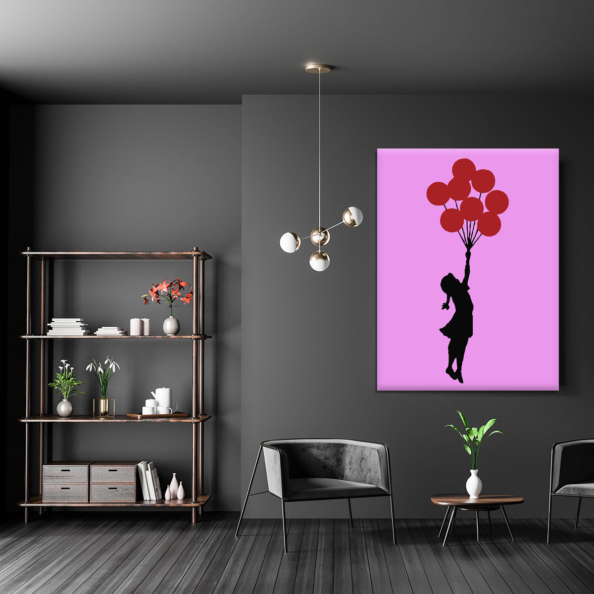 Banksy Flying Balloon Girl Purple Canvas Print or Poster - Canvas Art Rocks - 5