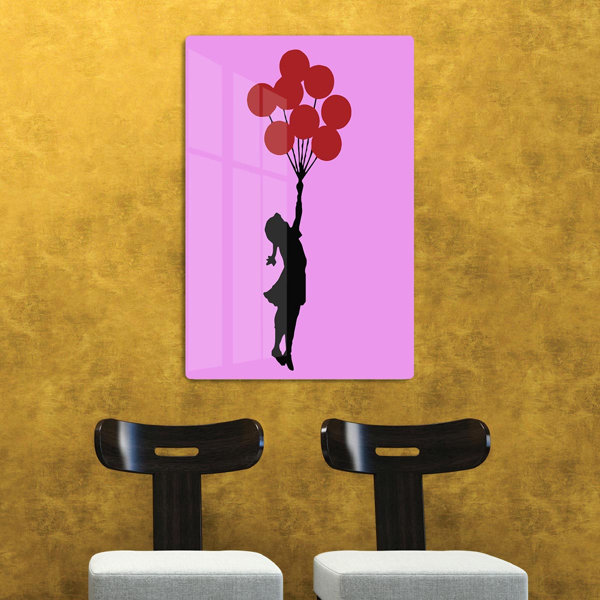 Banksy Flying Balloon Girl Purple Acrylic Block - Canvas Art Rocks - 2