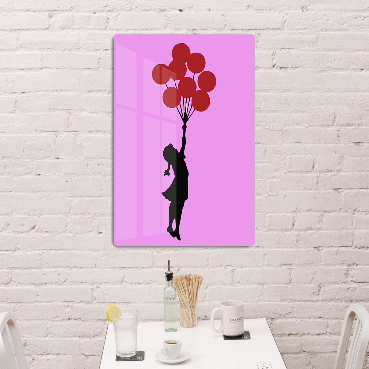 Banksy Flying Balloon Girl Purple Acrylic Block - Canvas Art Rocks - 3