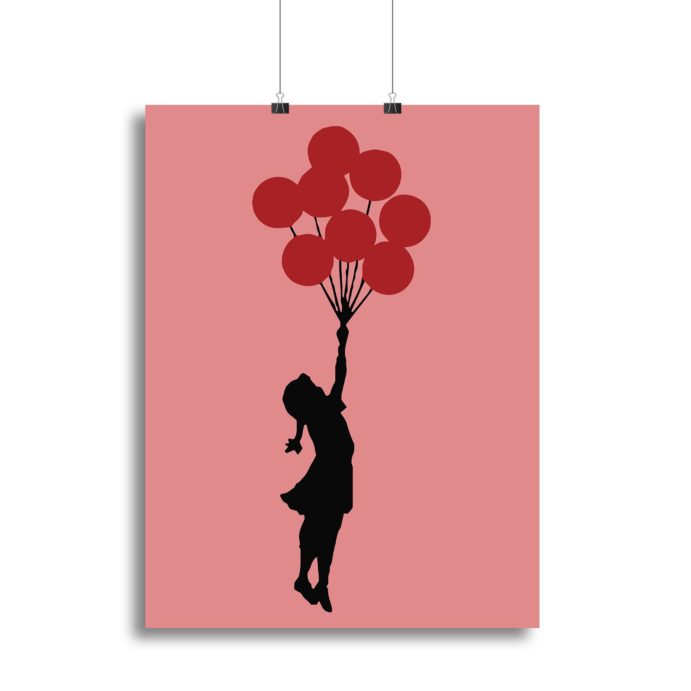 Banksy Flying Balloon Girl Red Canvas Print or Poster - Canvas Art Rocks - 2