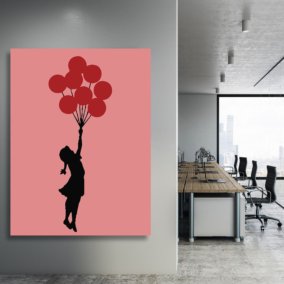 Banksy Flying Balloon Girl Red Canvas Print or Poster - Canvas Art Rocks - 3