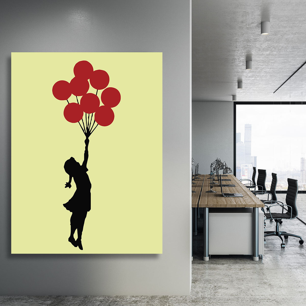 Banksy Flying Balloon Girl Yellow Canvas Print or Poster - Canvas Art Rocks - 3