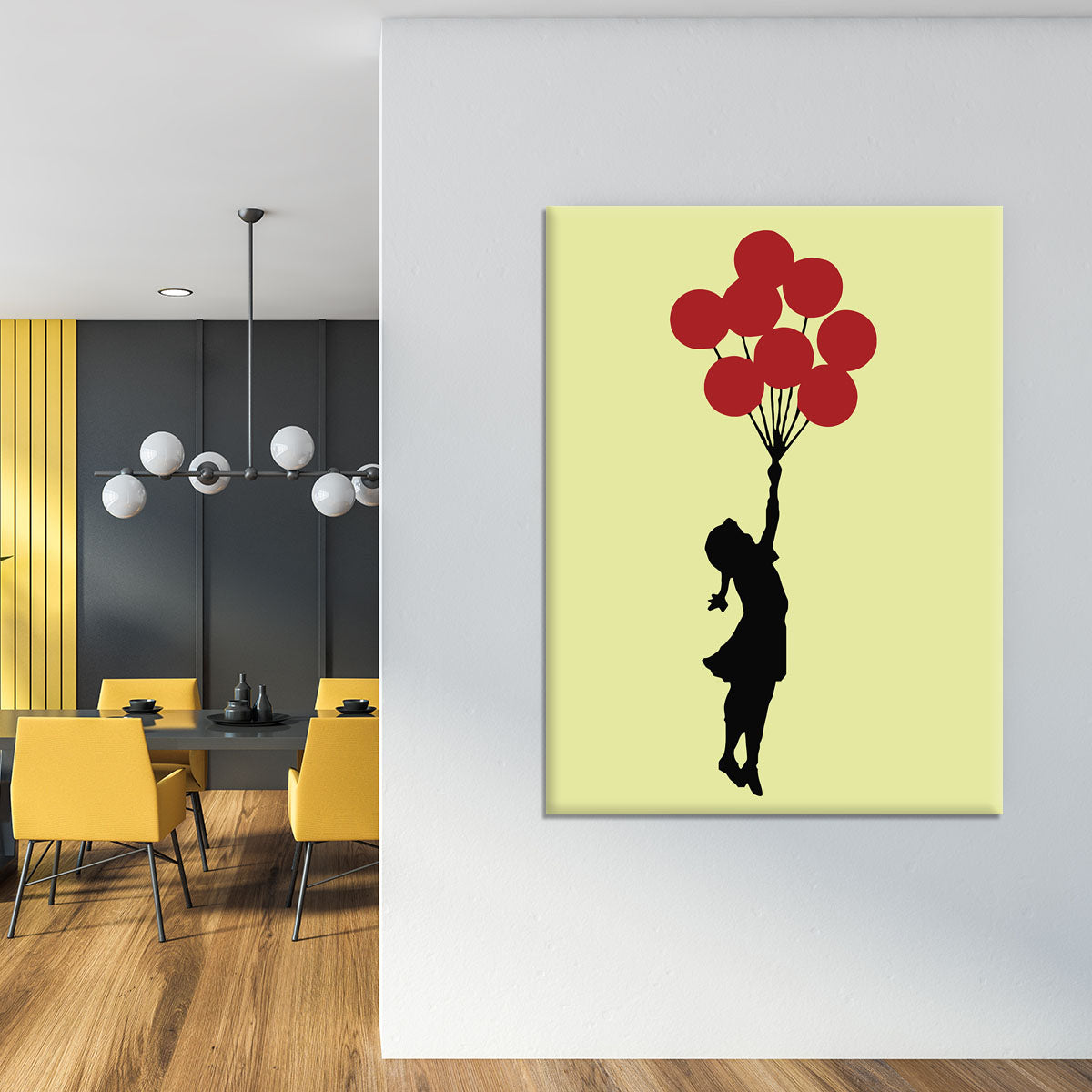 Banksy Flying Balloon Girl Yellow Canvas Print or Poster - Canvas Art Rocks - 4