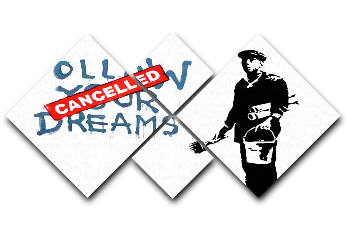 Banksy Follow Your Dreams - Cancelled 4 Square Multi Panel Canvas  - Canvas Art Rocks - 1