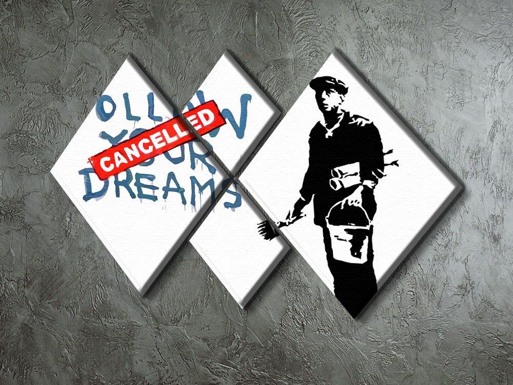 Banksy Follow Your Dreams - Cancelled 4 Square Multi Panel Canvas - Canvas Art Rocks - 2