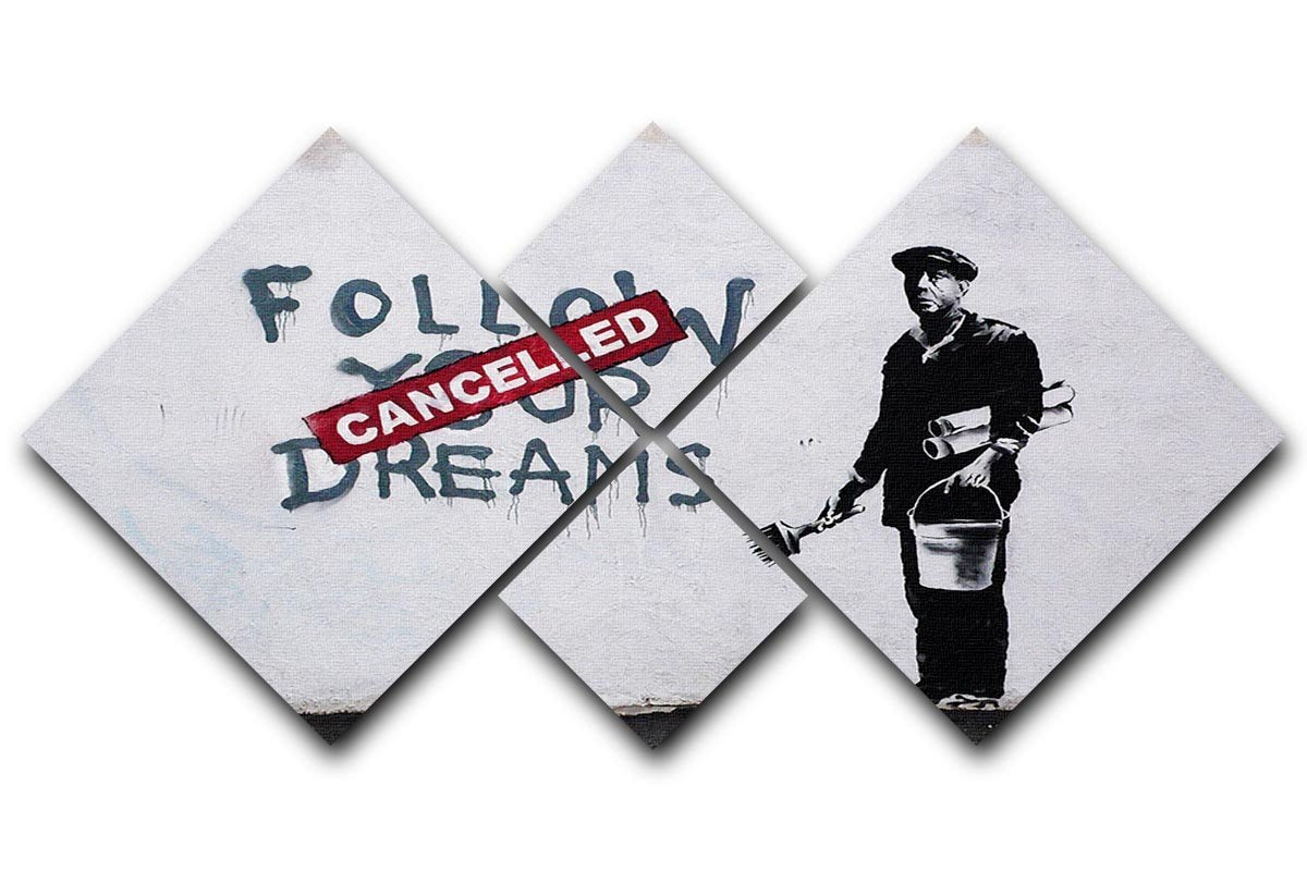Banksy Follow Your Dreams 4 Square Multi Panel Canvas  - Canvas Art Rocks - 1