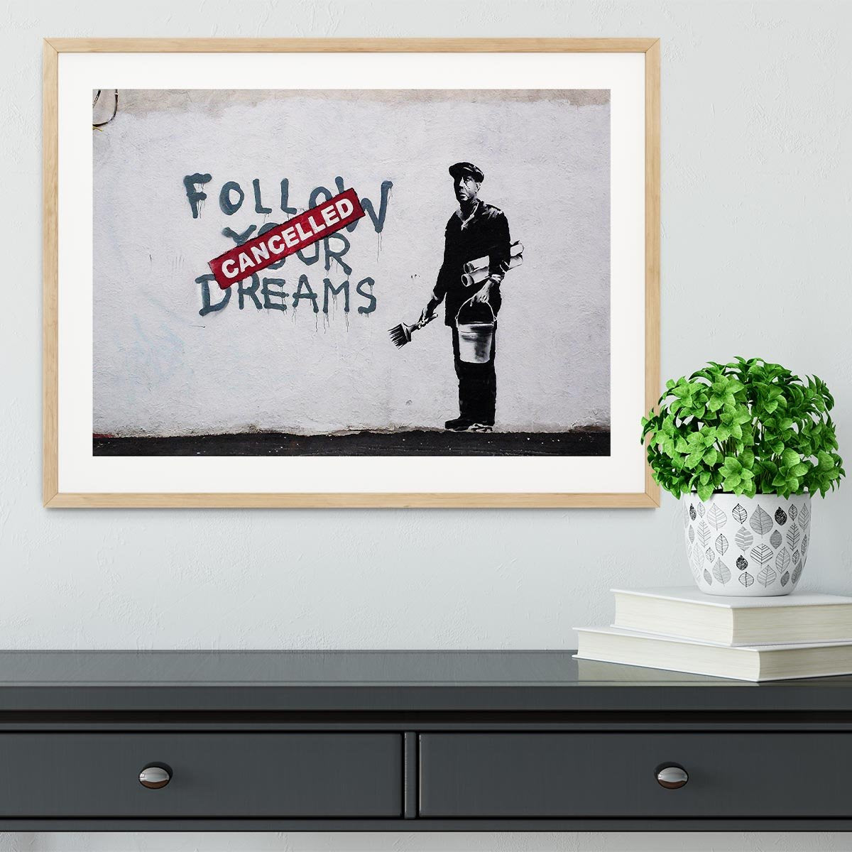 Banksy Follow Your Dreams Framed Print - Canvas Art Rocks - 3