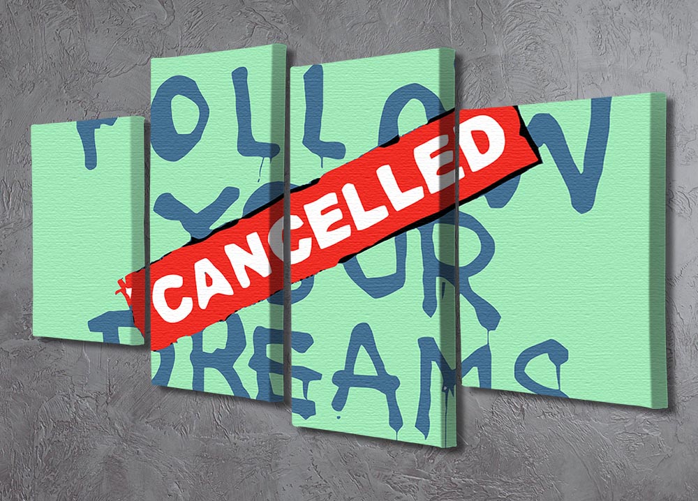 Banksy Follow Your Dreams Green 4 Split Panel Canvas - Canvas Art Rocks - 2
