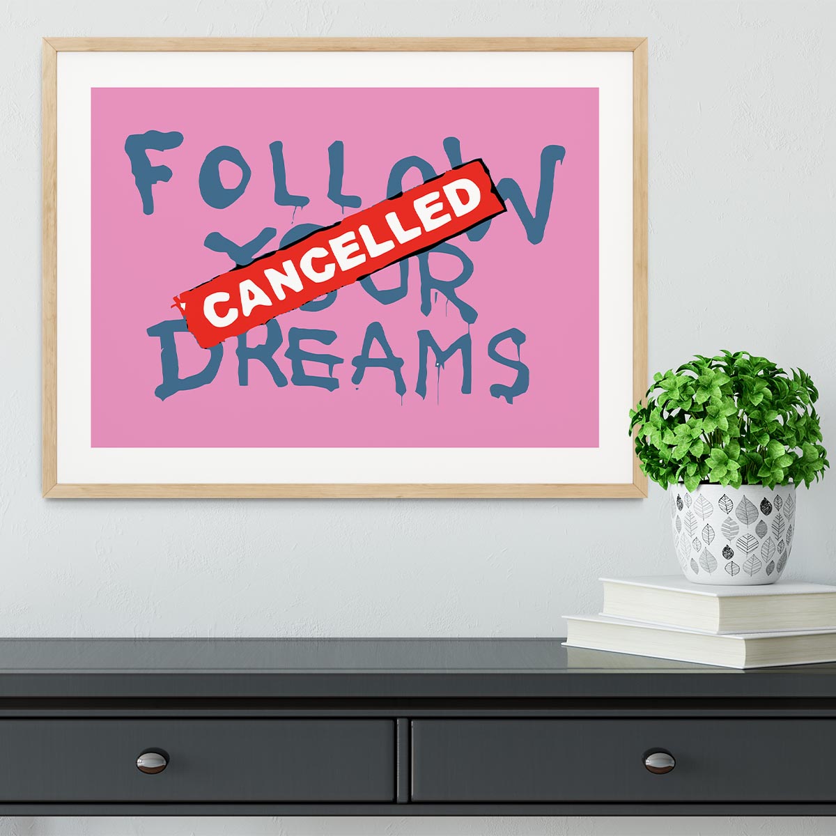 Banksy Follow Your Dreams Pink Framed Print - Canvas Art Rocks - 3