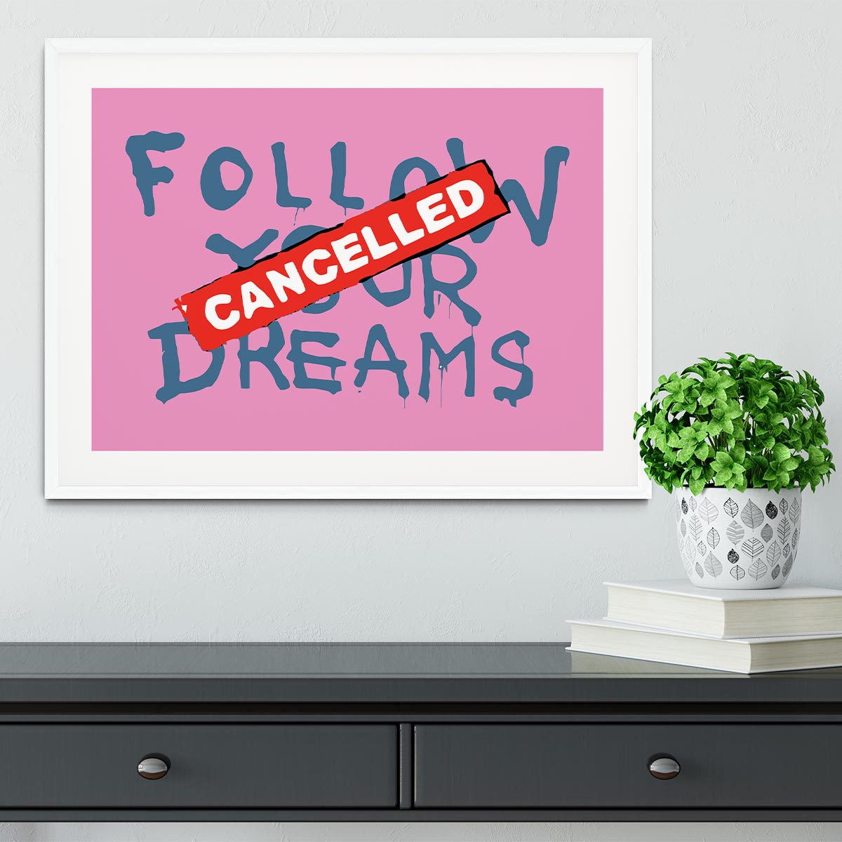 Banksy Follow Your Dreams Pink Framed Print - Canvas Art Rocks - 5