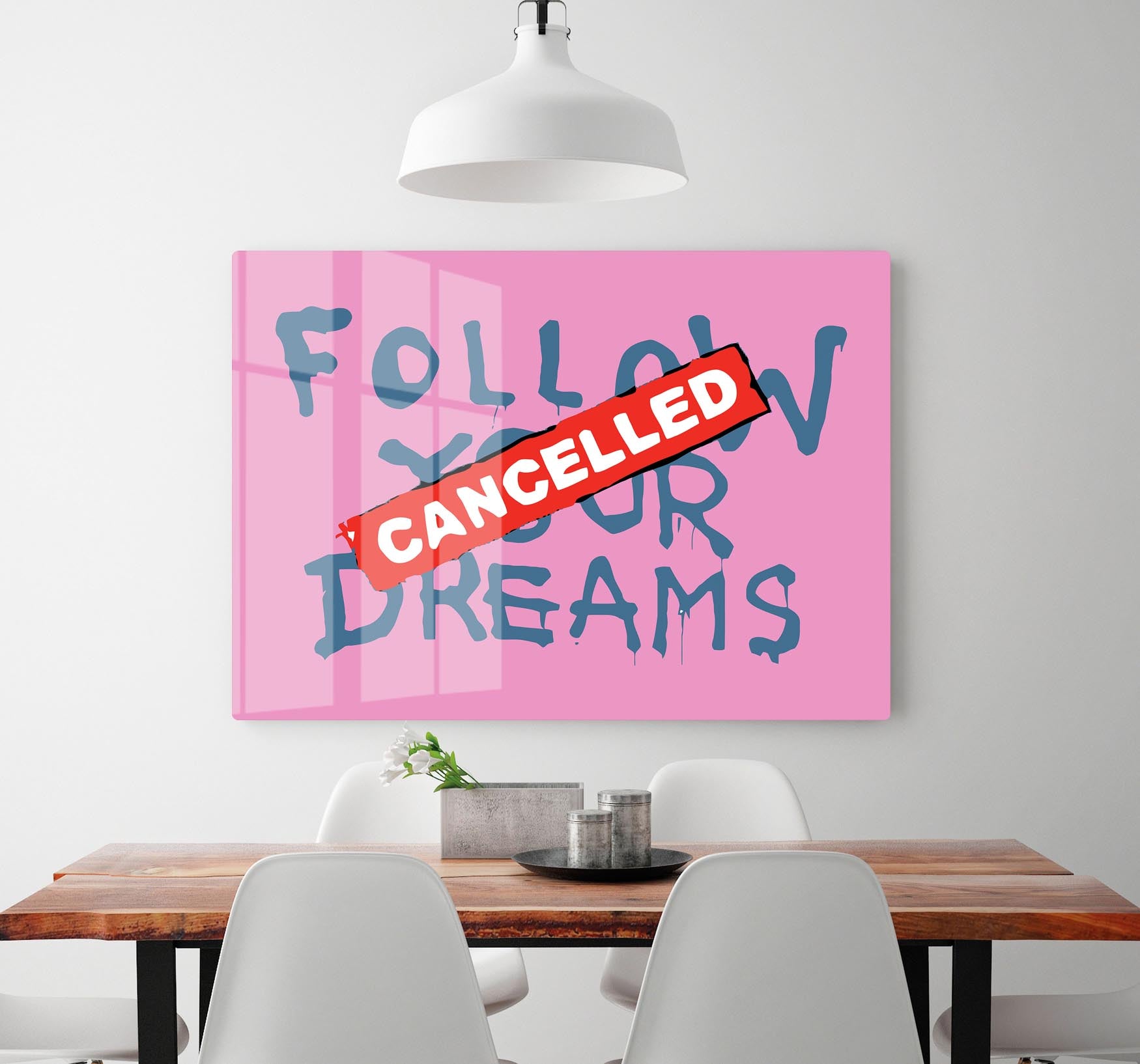 Banksy Follow Your Dreams Pink Acrylic Block - Canvas Art Rocks - 2