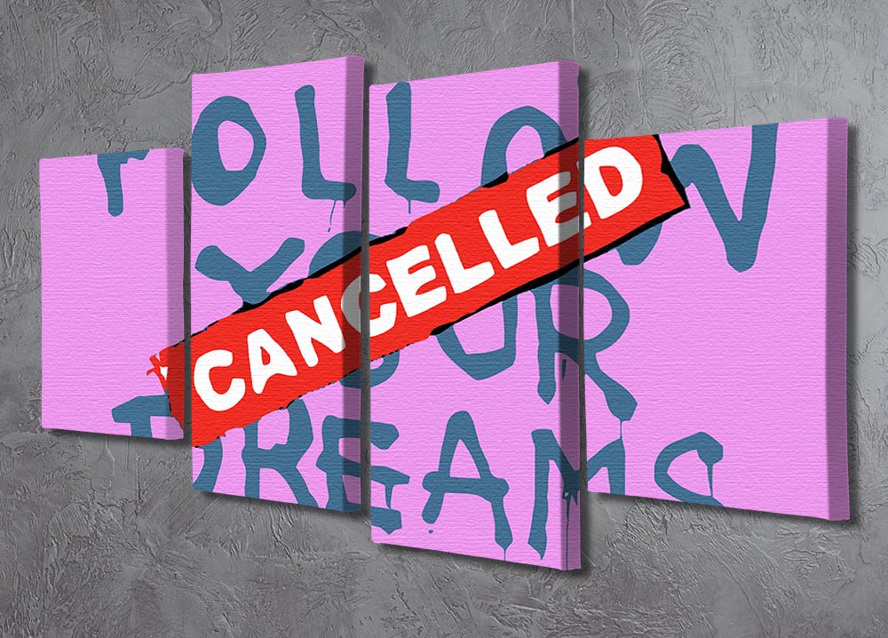 Banksy Follow Your Dreams Purple 4 Split Panel Canvas - Canvas Art Rocks - 2