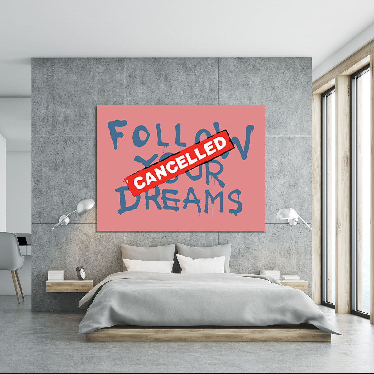 Banksy Follow Your Dreams Red Canvas Print or Poster - Canvas Art Rocks - 5