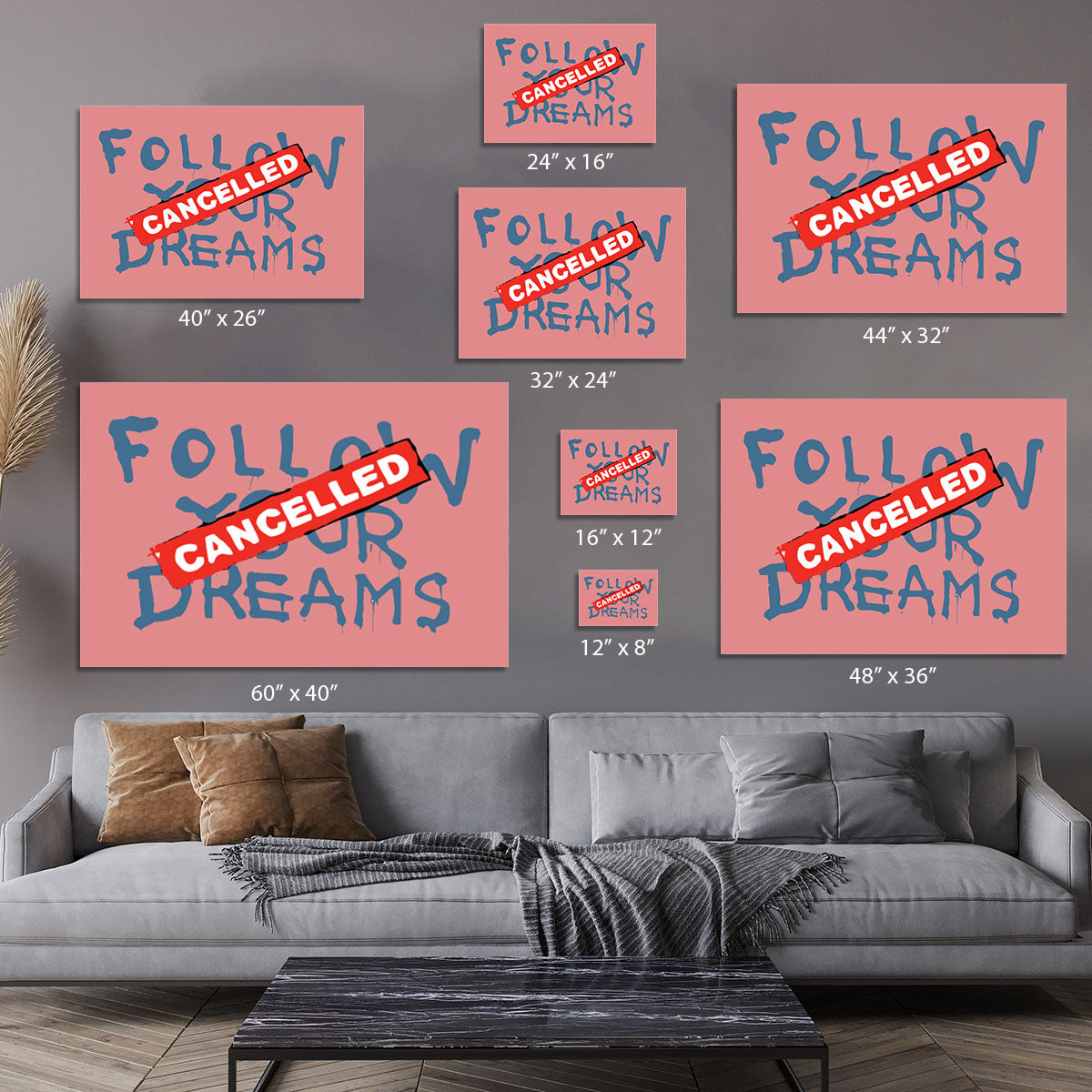 Banksy Follow Your Dreams Red Canvas Print or Poster - Canvas Art Rocks - 7