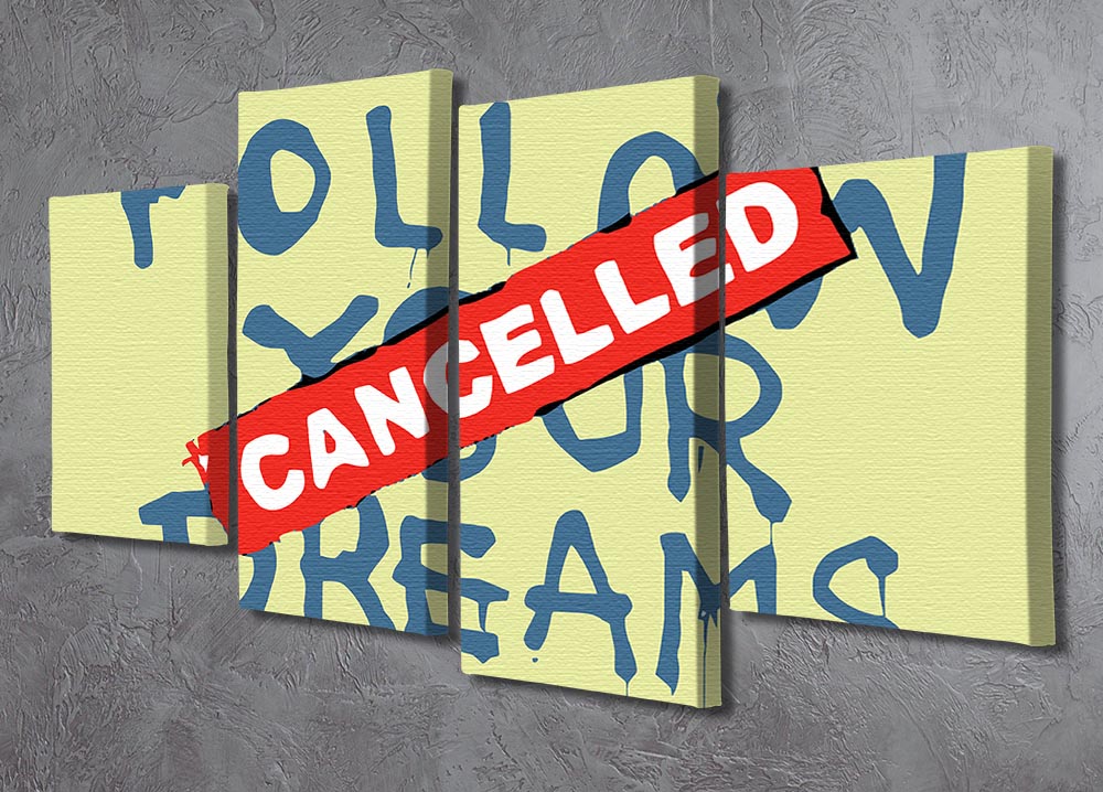 Banksy Follow Your Dreams Yellow 4 Split Panel Canvas - Canvas Art Rocks - 2