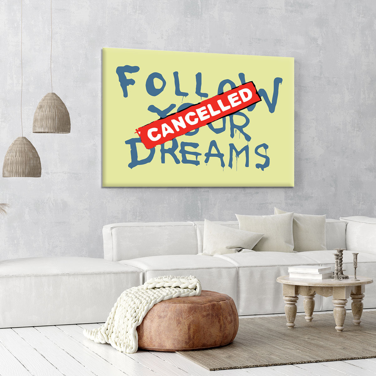 Banksy Follow Your Dreams Yellow Canvas Print or Poster - Canvas Art Rocks - 6