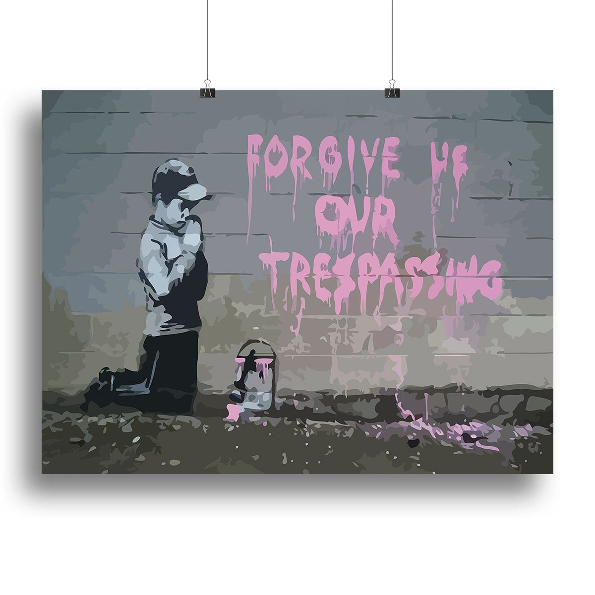 Banksy Forgive Us Canvas Print or Poster
