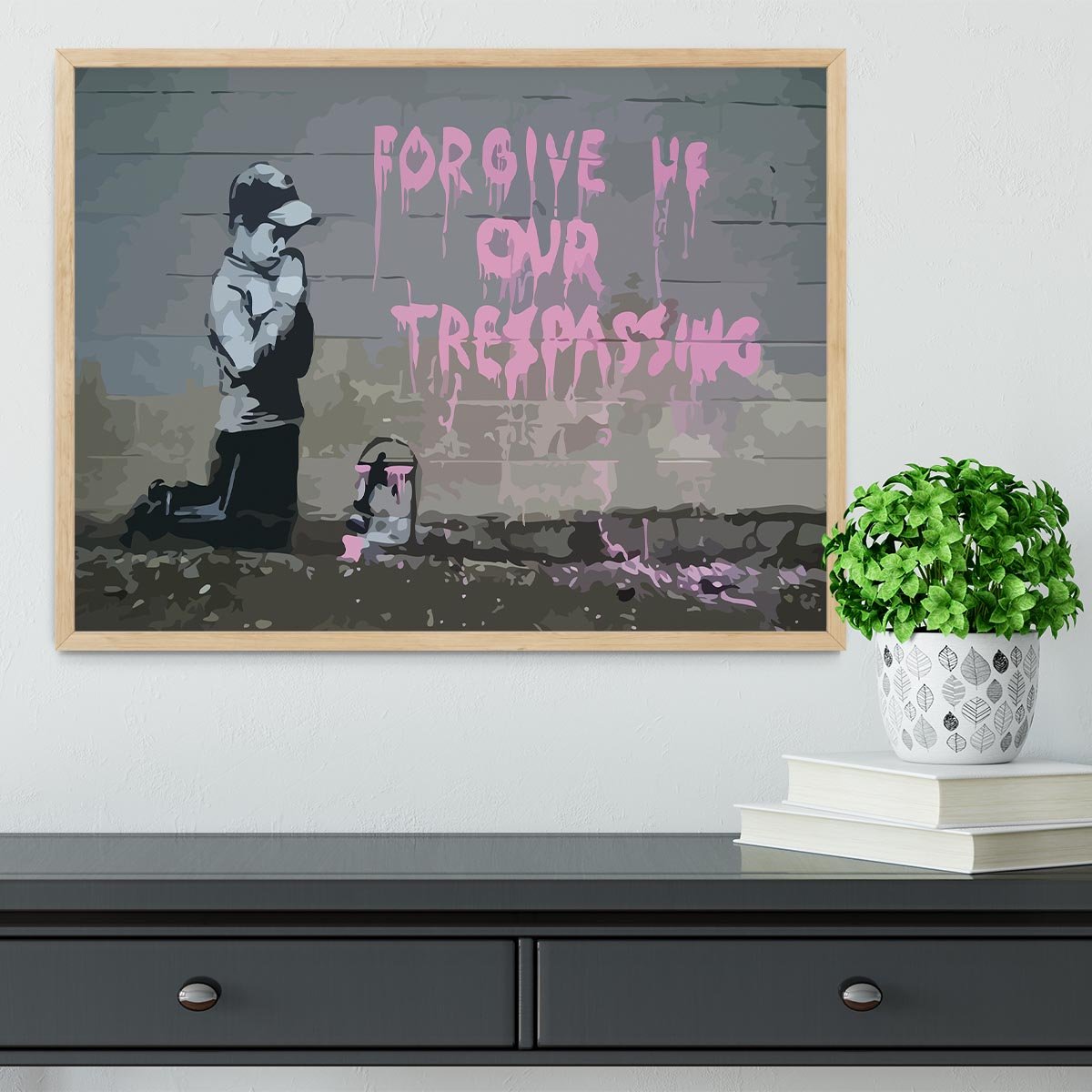 Banksy Forgive Us Framed Print - Canvas Art Rocks - 4