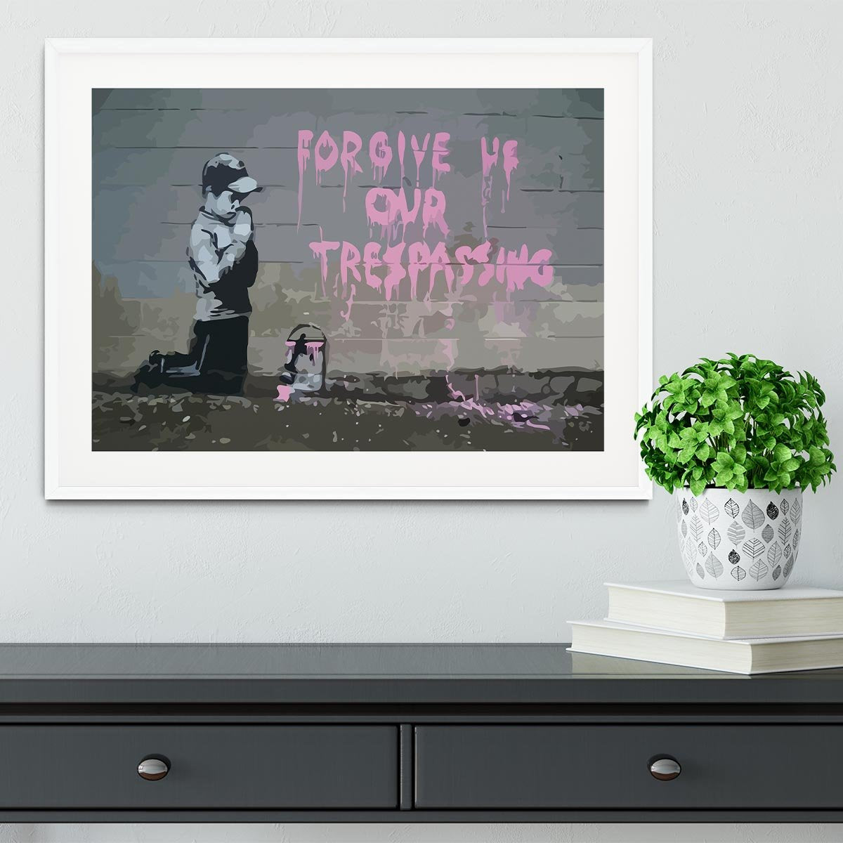 Banksy Forgive Us Framed Print - Canvas Art Rocks - 5