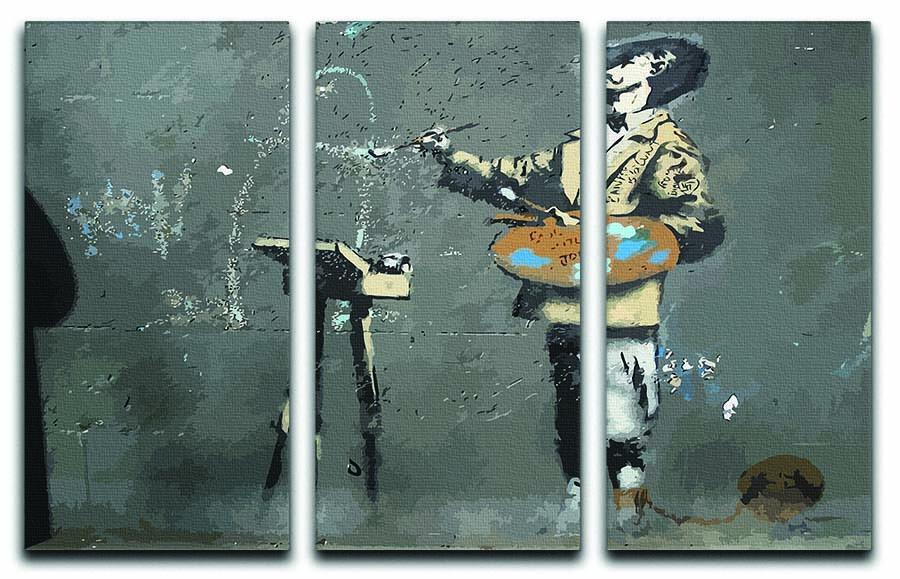 Banksy French Painter 3 Split Panel Canvas Print - Canvas Art Rocks - 1