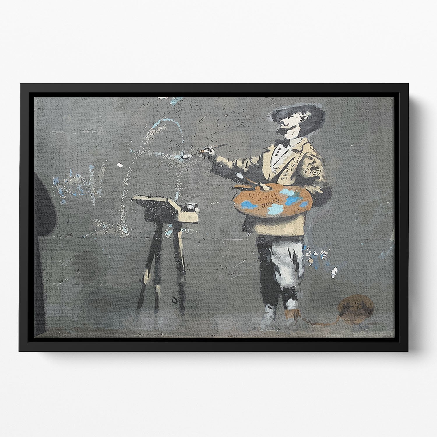 Banksy French Painter Floating Framed Canvas